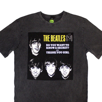 Charcoal Grey - Back - The Beatles Unisex Adult VJ Secret Sleeve Stone Wash T-Shirt