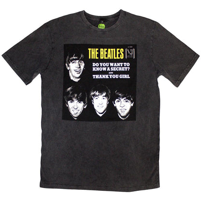 Charcoal Grey - Front - The Beatles Unisex Adult VJ Secret Sleeve Stone Wash T-Shirt