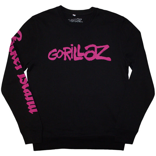 Black - Front - Gorillaz Unisex Adult Craker Island Pazuzu Spiral Back & Sleeve Print Sweatshirt