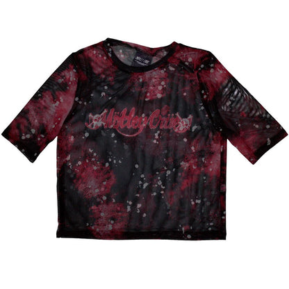 Black-Red - Front - Motley Crue Womens-Ladies Feelgood Mesh Crop Top