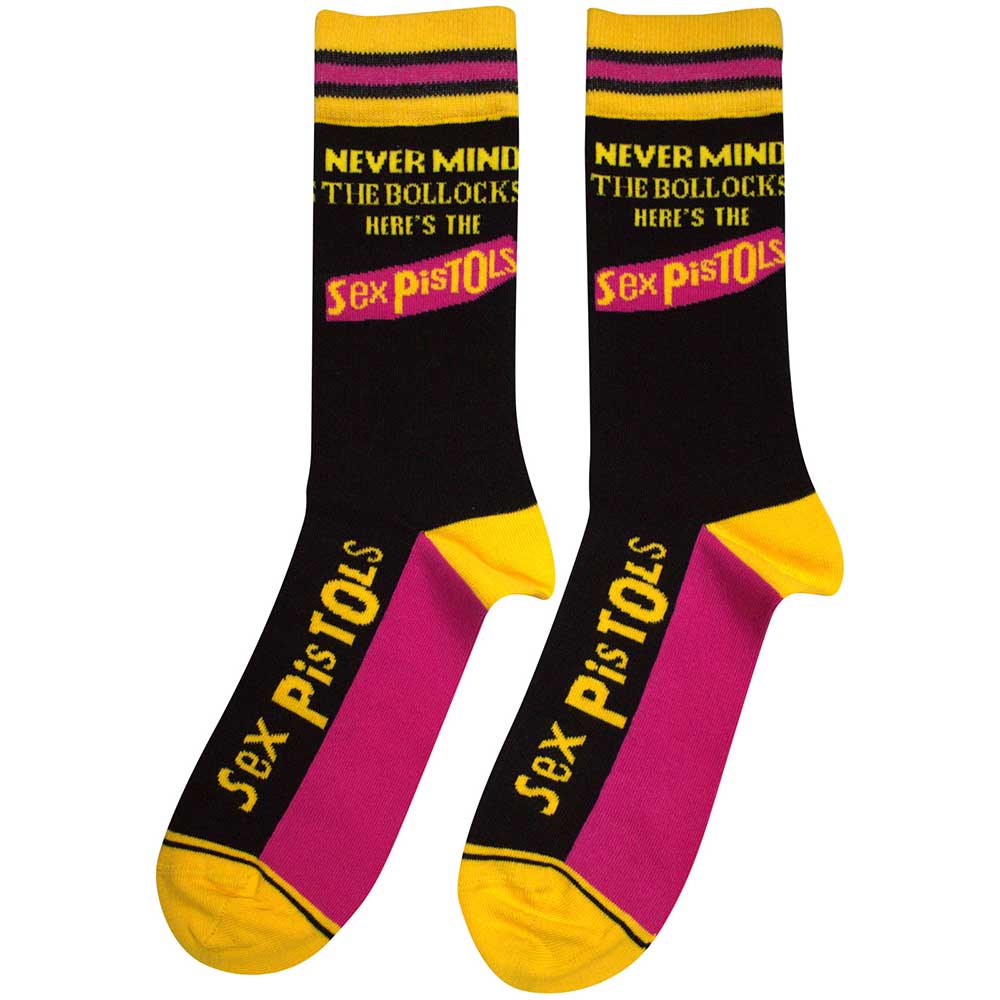 Black - Back - Sex Pistols Unisex Adult Never Mind The Bollocks Striped Socks