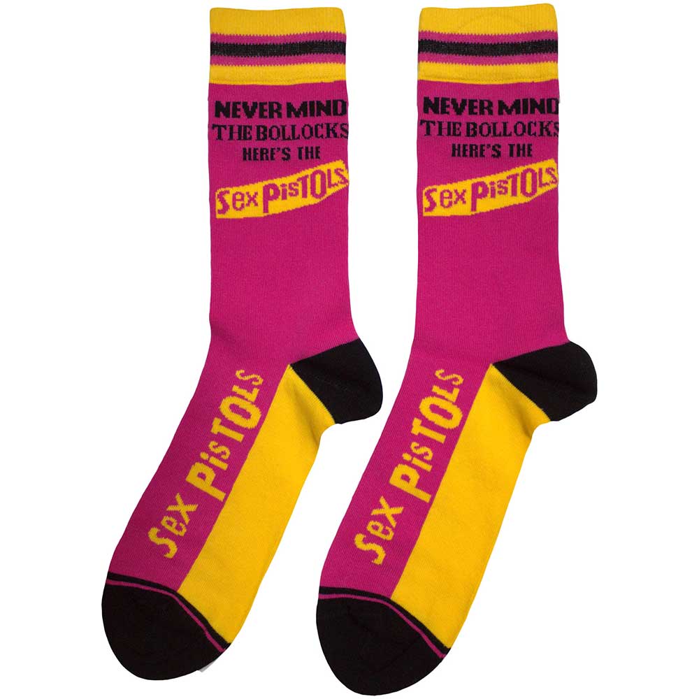 Pink - Back - Sex Pistols Unisex Adult Never Mind The Bollocks Striped Socks