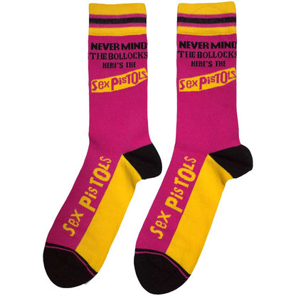 Pink - Back - Sex Pistols Unisex Adult Never Mind The Bollocks Striped Socks