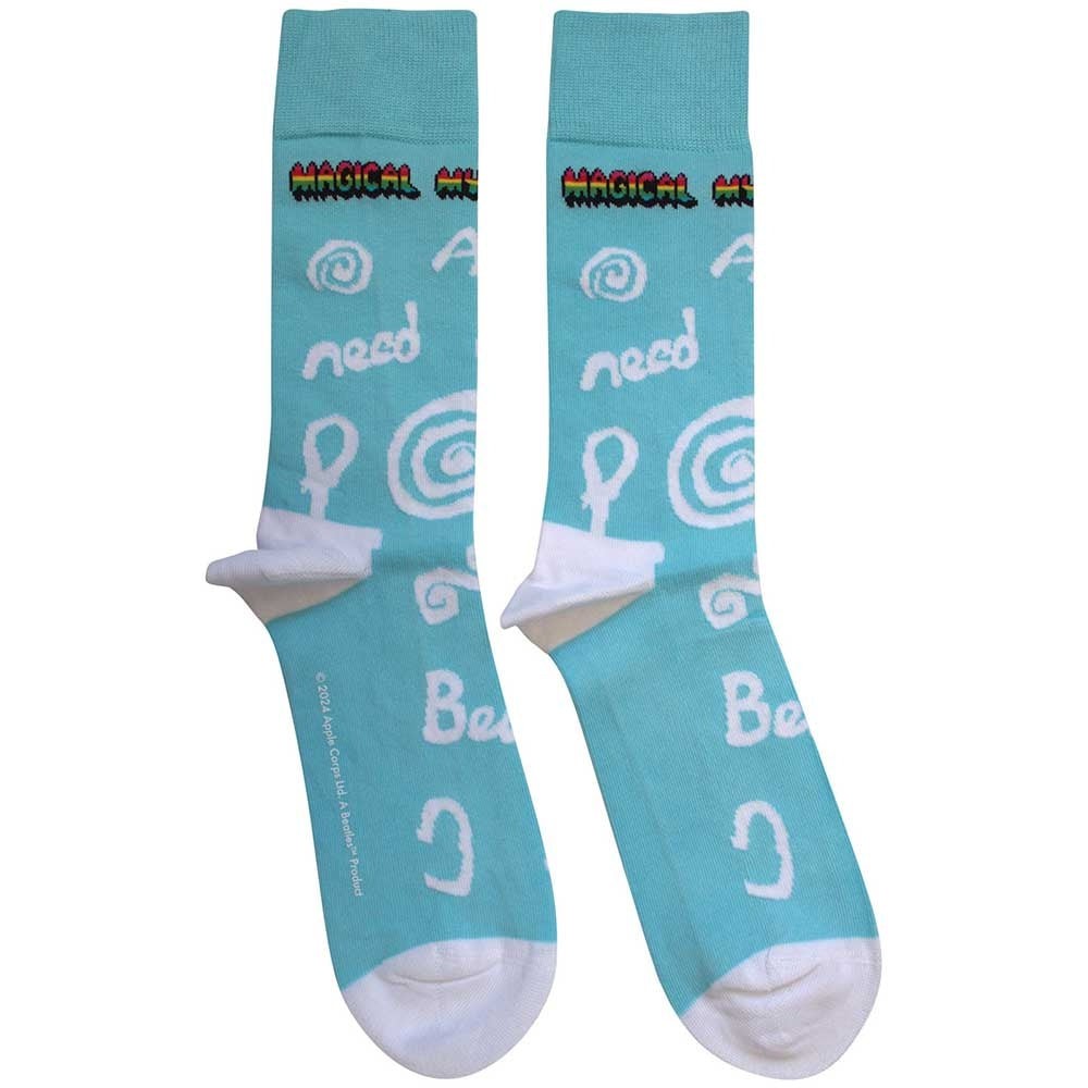 Light Blue - Front - The Beatles Unisex Adult Magical Mystery Tour All You Need Is Love Socks