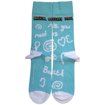 Light Blue - Back - The Beatles Unisex Adult Magical Mystery Tour All You Need Is Love Socks