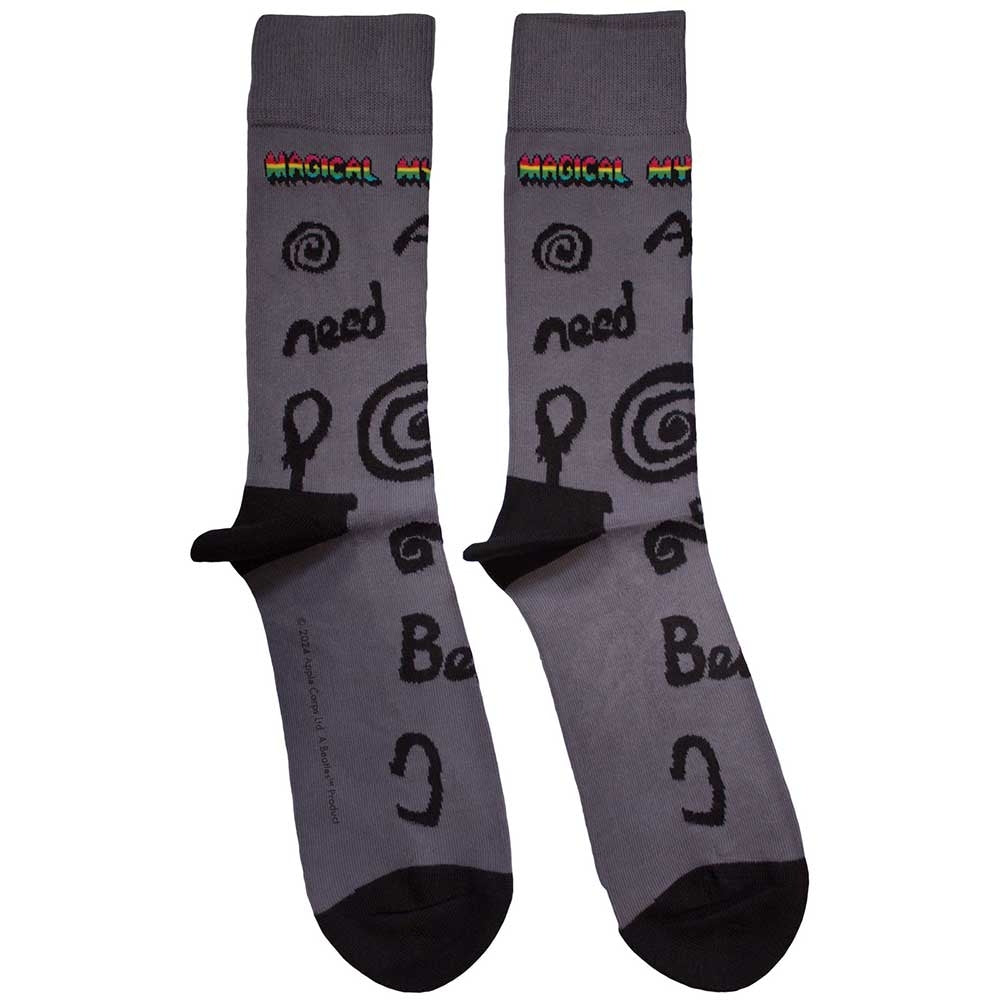 Charcoal Grey - Front - The Beatles Unisex Adult Magical Mystery Tour All You Need Is Love Socks