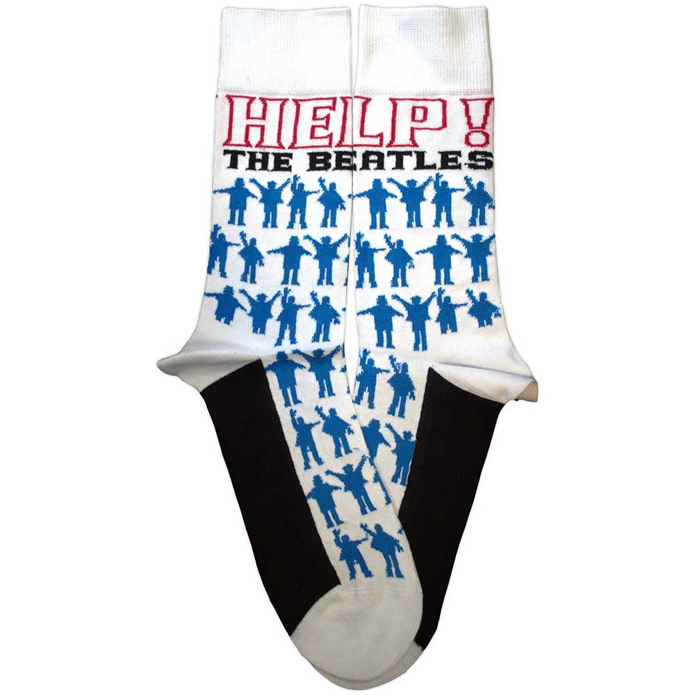 White - Back - The Beatles Unisex Adult Help Repeat Silhouettes Socks