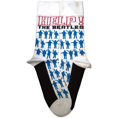 White - Back - The Beatles Unisex Adult Help Repeat Silhouettes Socks