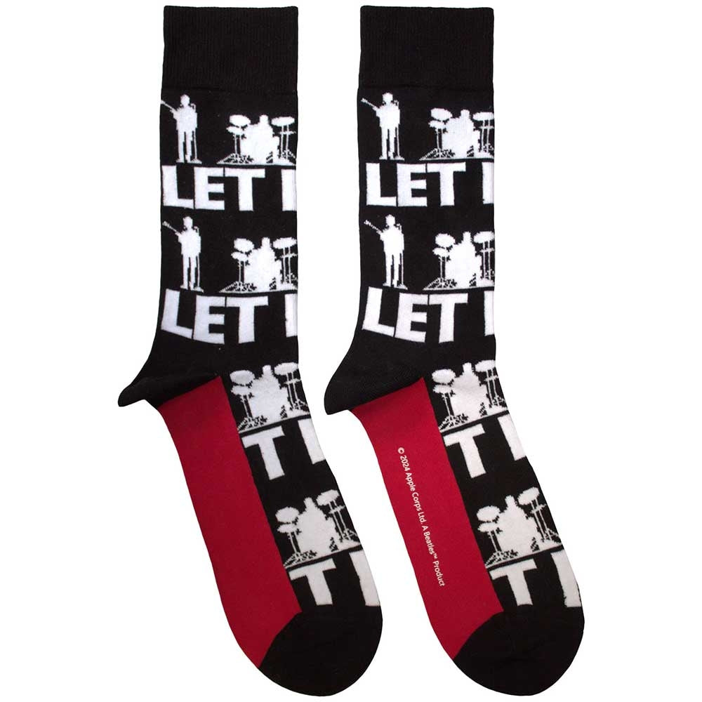 Black - Front - The Beatles Unisex Adult Let It Be Repeat Silhouettes Socks
