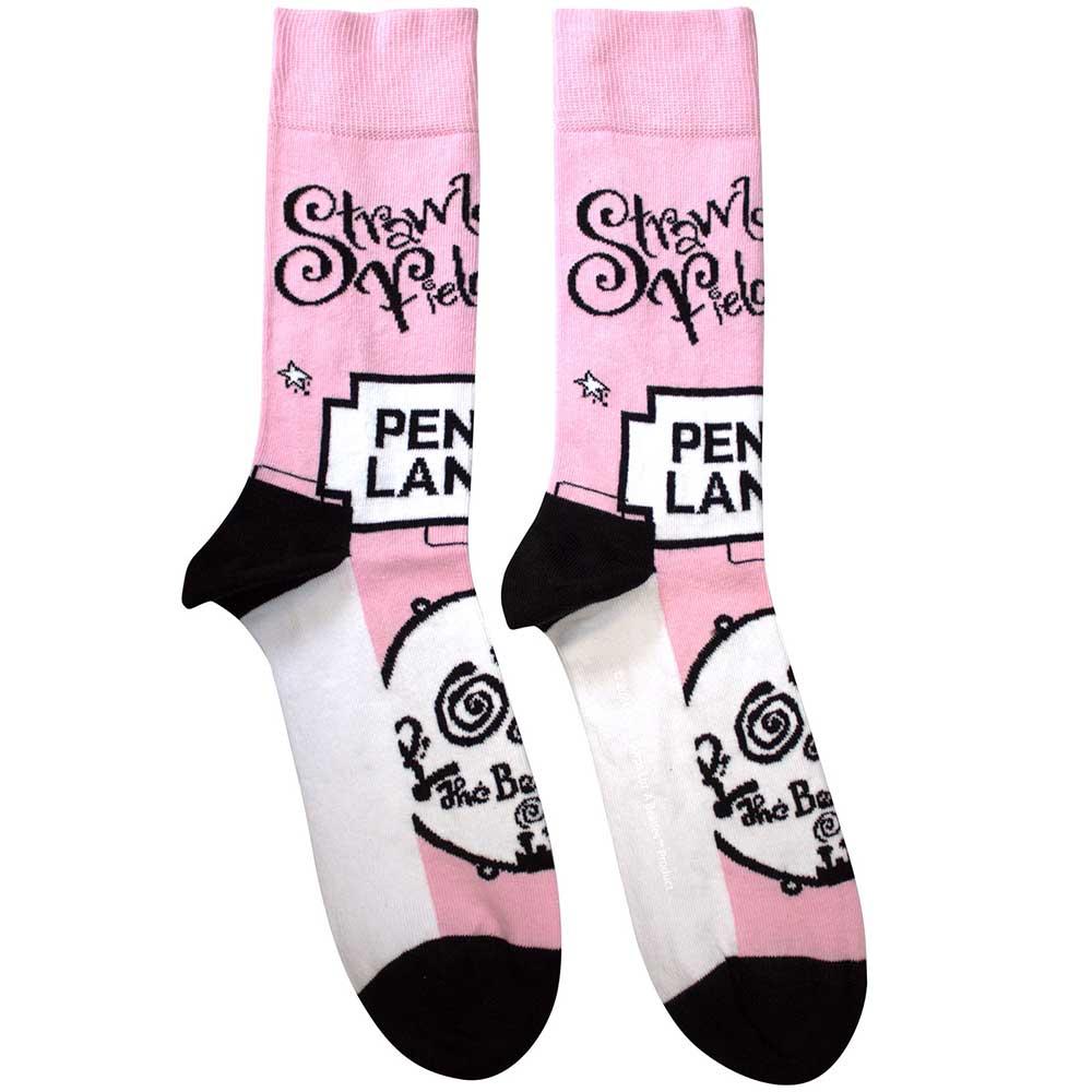 Pink - Front - The Beatles Unisex Adult Strawberry Fields-Penny Lane Socks