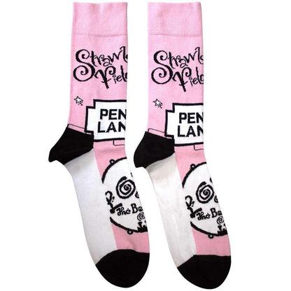 Pink - Front - The Beatles Unisex Adult Strawberry Fields-Penny Lane Socks