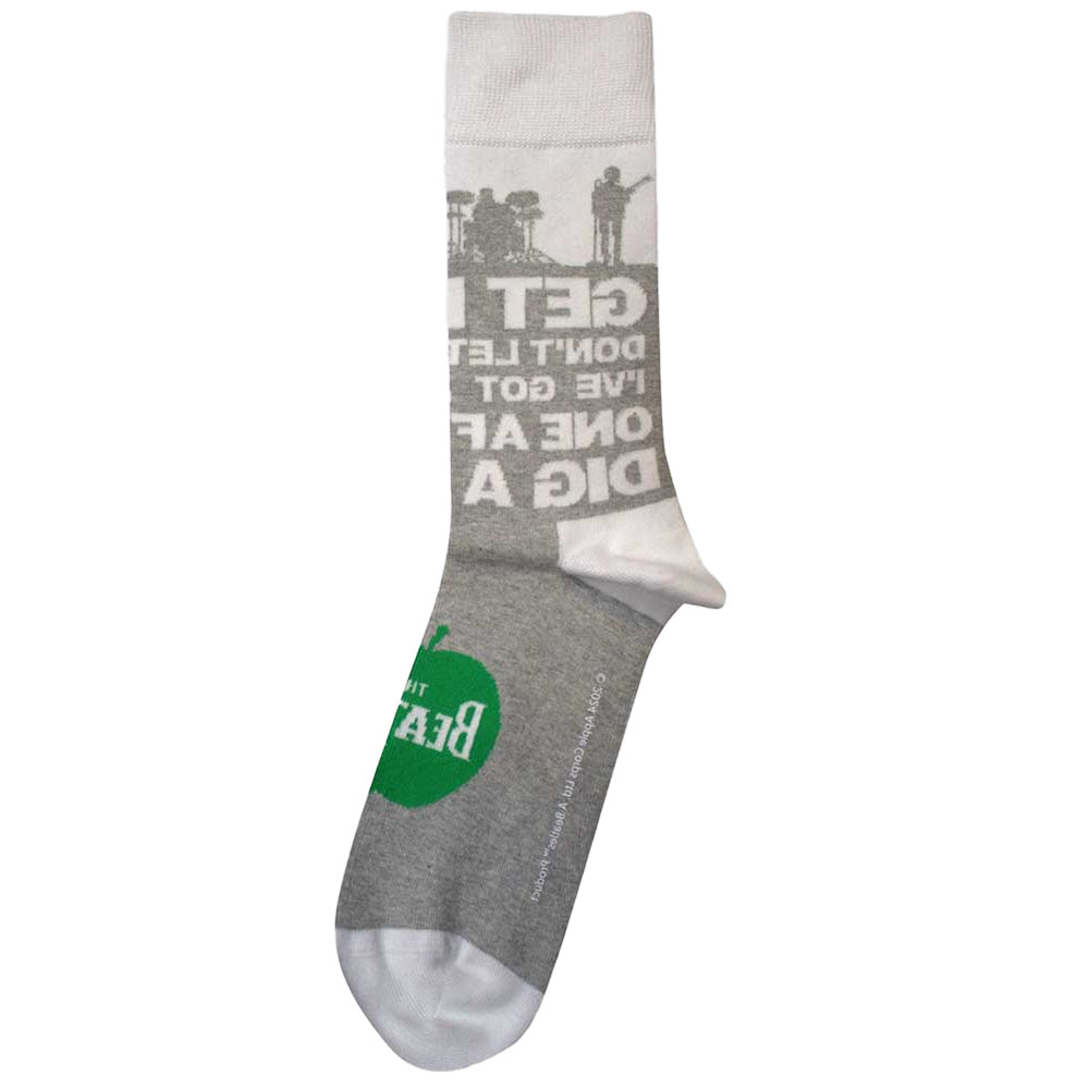 Grey - Back - The Beatles Unisex Adult Rooftop Silhouettes & Apple Socks