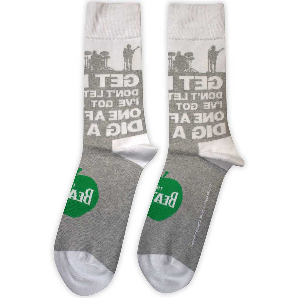 Grey - Side - The Beatles Unisex Adult Rooftop Silhouettes & Apple Socks