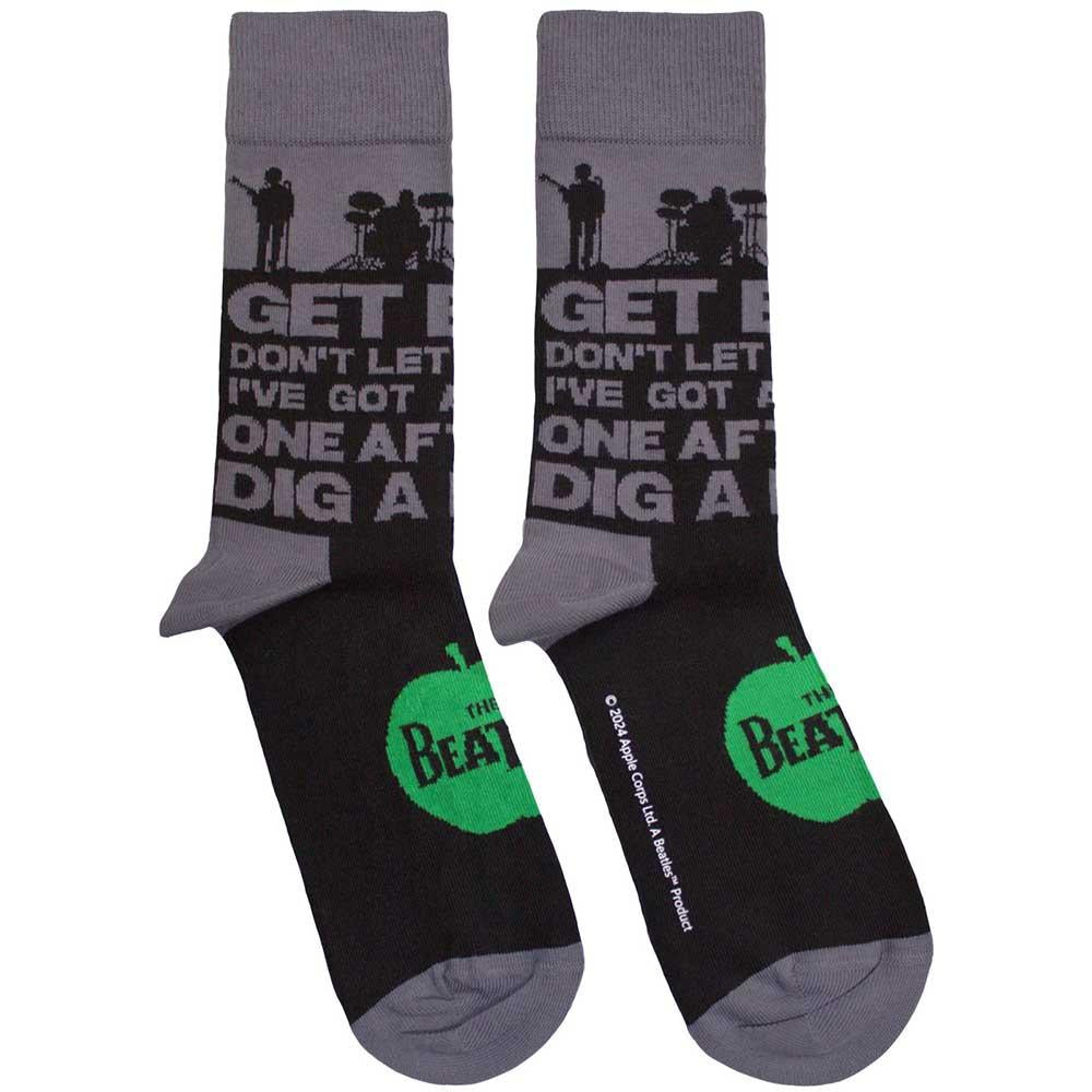 Black - Front - The Beatles Unisex Adult Rooftop Silhouettes & Apple Socks