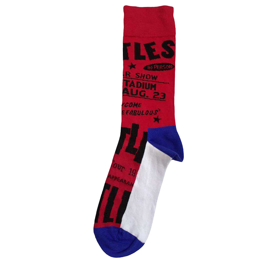 Red - Back - The Beatles Unisex Adult USA Socks