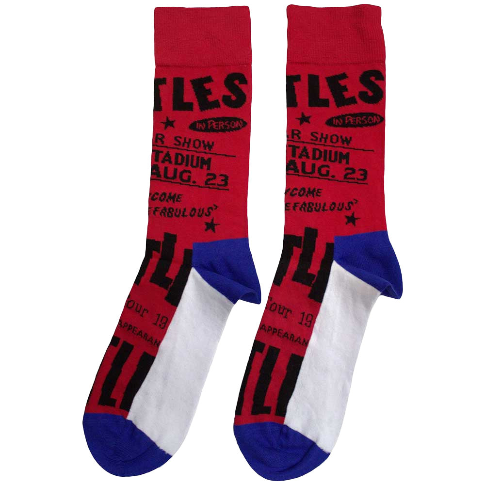 Red - Side - The Beatles Unisex Adult USA Socks