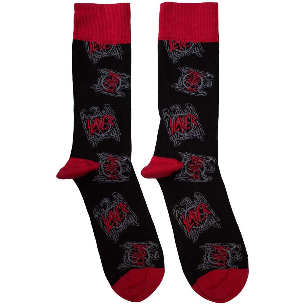 Black-Red - Front - Slayer Unisex Adult Eagle Crest Socks