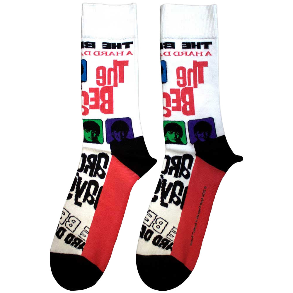White-Black-Red - Side - The Beatles Unisex Adult A Hard Day´s Night Colours Socks