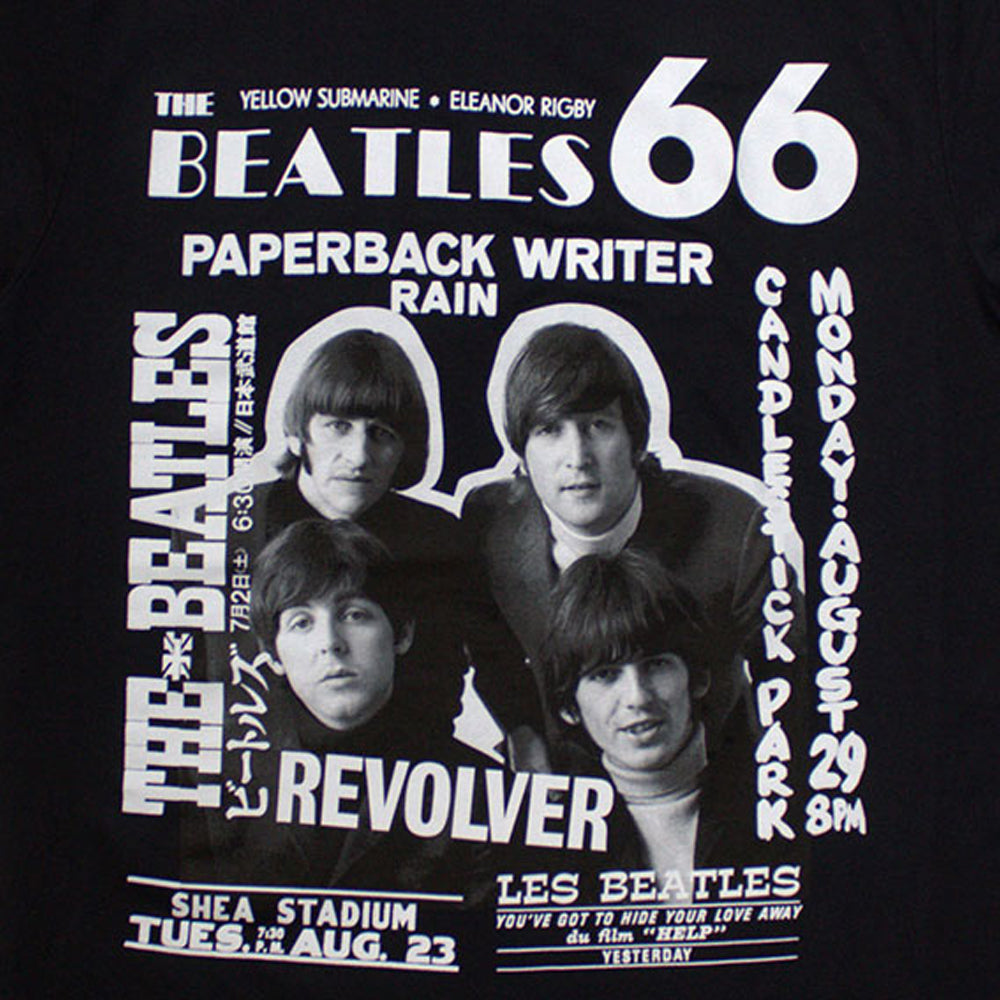 Black - Back - The Beatles Unisex Adult 1966 T-Shirt