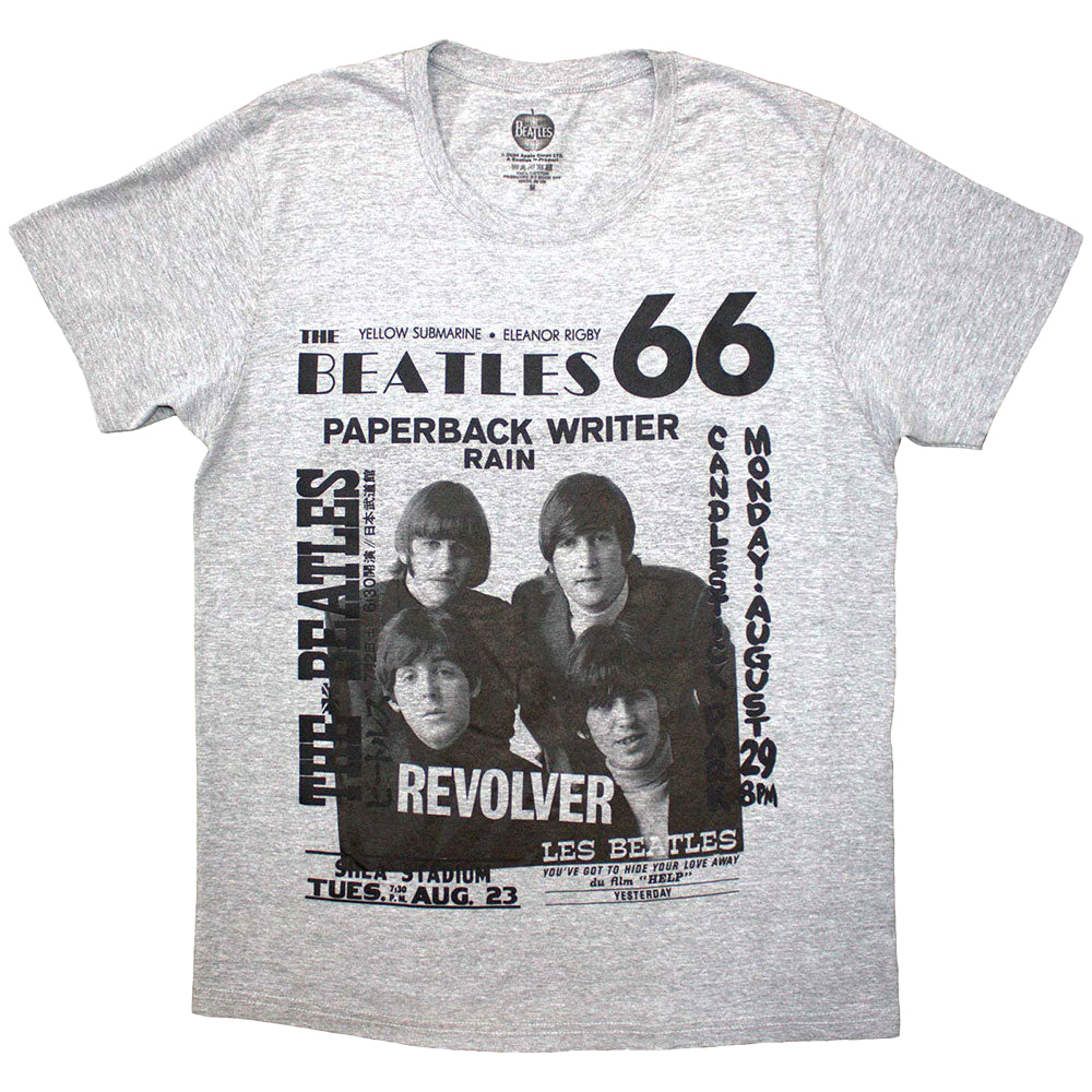 Grey - Front - The Beatles Unisex Adult 1966 T-Shirt