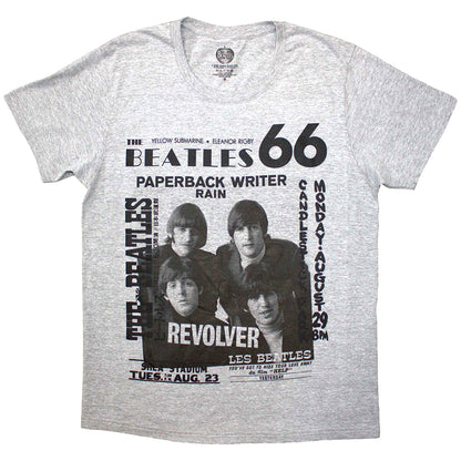 Grey - Front - The Beatles Unisex Adult 1966 T-Shirt