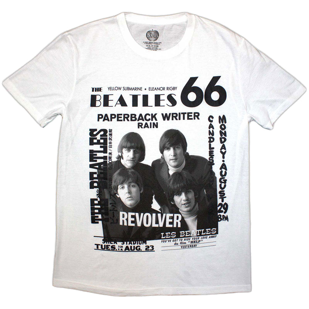 White - Front - The Beatles Unisex Adult 1966 T-Shirt