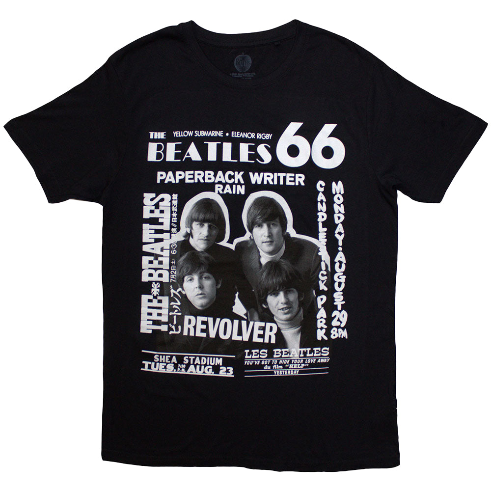Black - Front - The Beatles Unisex Adult 1966 T-Shirt