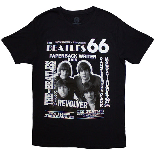 Black - Front - The Beatles Unisex Adult 1966 T-Shirt