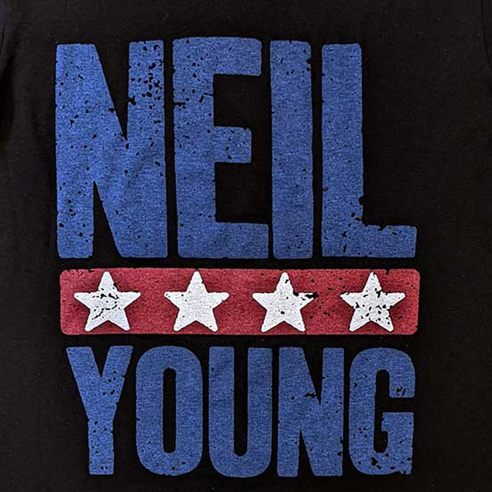 Black - Back - Neil Young Unisex Adult Star Logo T-Shirt
