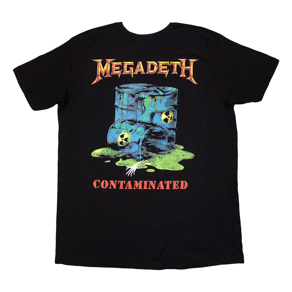 Black - Back - Megadeth Unisex Adult Contaminated Back Print T-Shirt