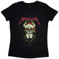 Black - Front - Metallica Womens-Ladies Santa Horns T-Shirt