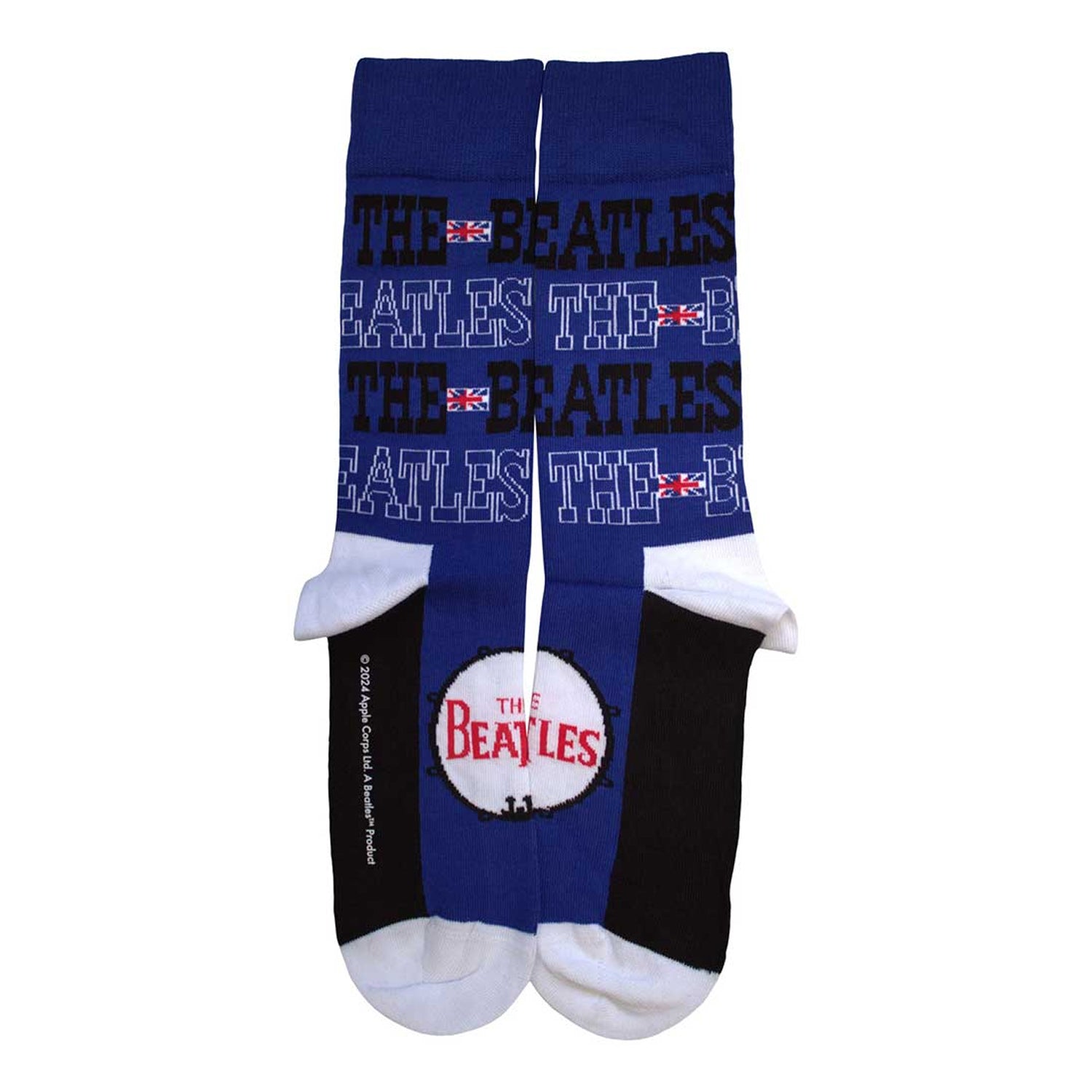 Blue - Back - The Beatles Unisex Adult Budokan Poster & Drum Logo Socks