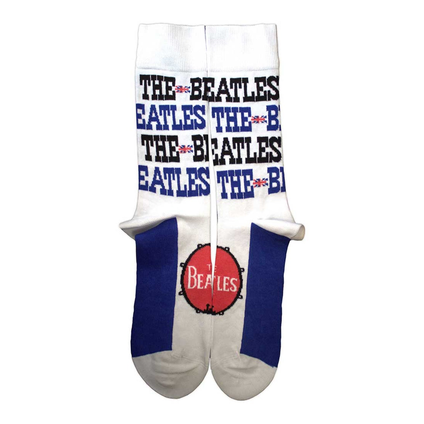 White - Back - The Beatles Unisex Adult Budokan Poster & Drum Logo Socks