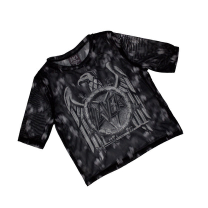 Black - Back - Slayer Womens-Ladies Mono Eagle Mesh Crop Top