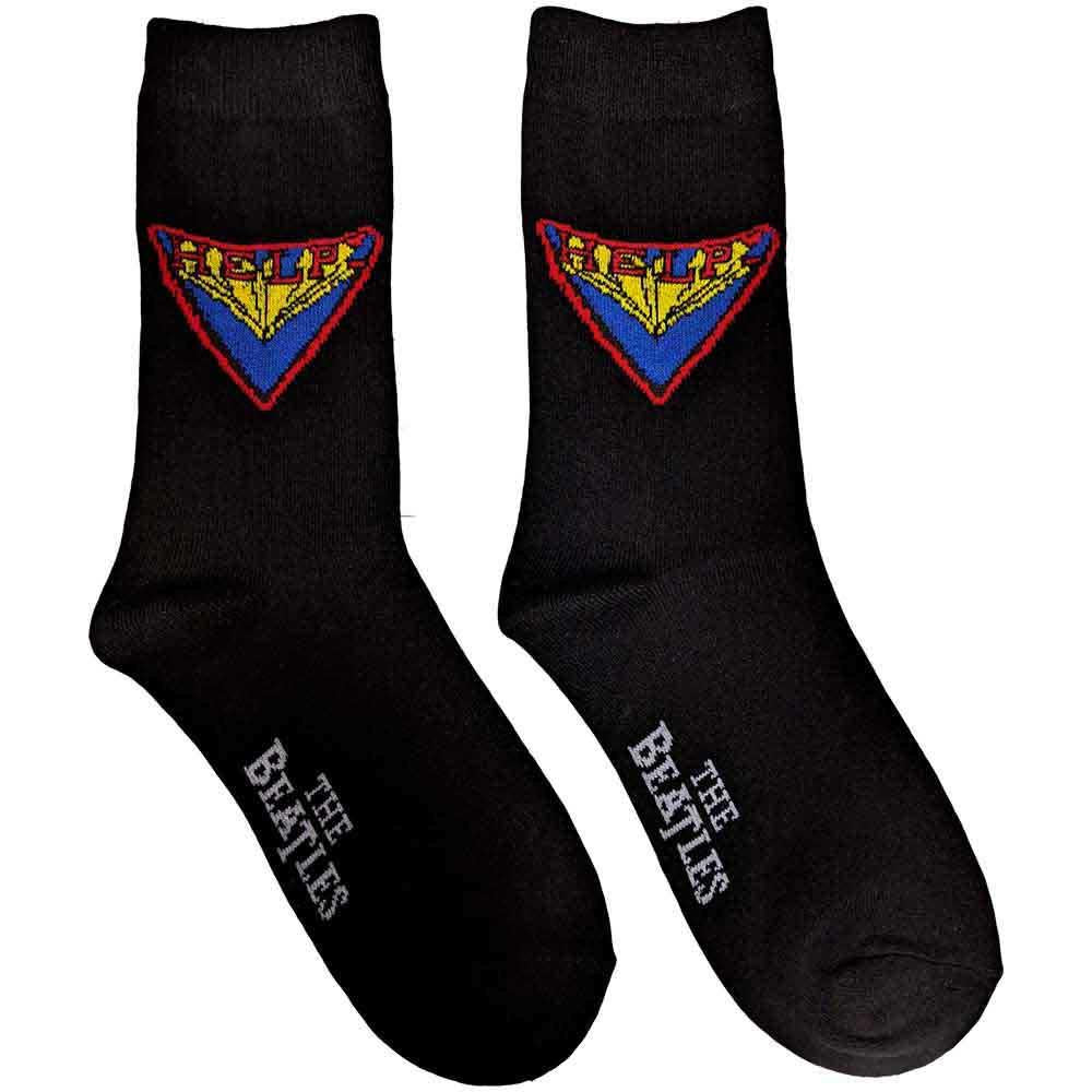 Black - Front - The Beatles Unisex Adult Help! Socks