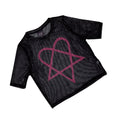 Black-Pink - Back - Him Womens-Ladies Heartagram Mesh Crop Top
