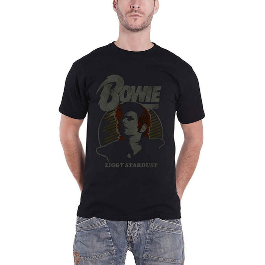 Black - Front - David Bowie Unisex Adult Ziggy Stardust Vintage T-Shirt