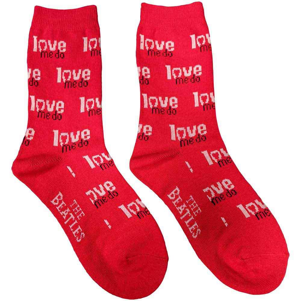 Red - Front - The Beatles Unisex Adult Love Me Do Socks