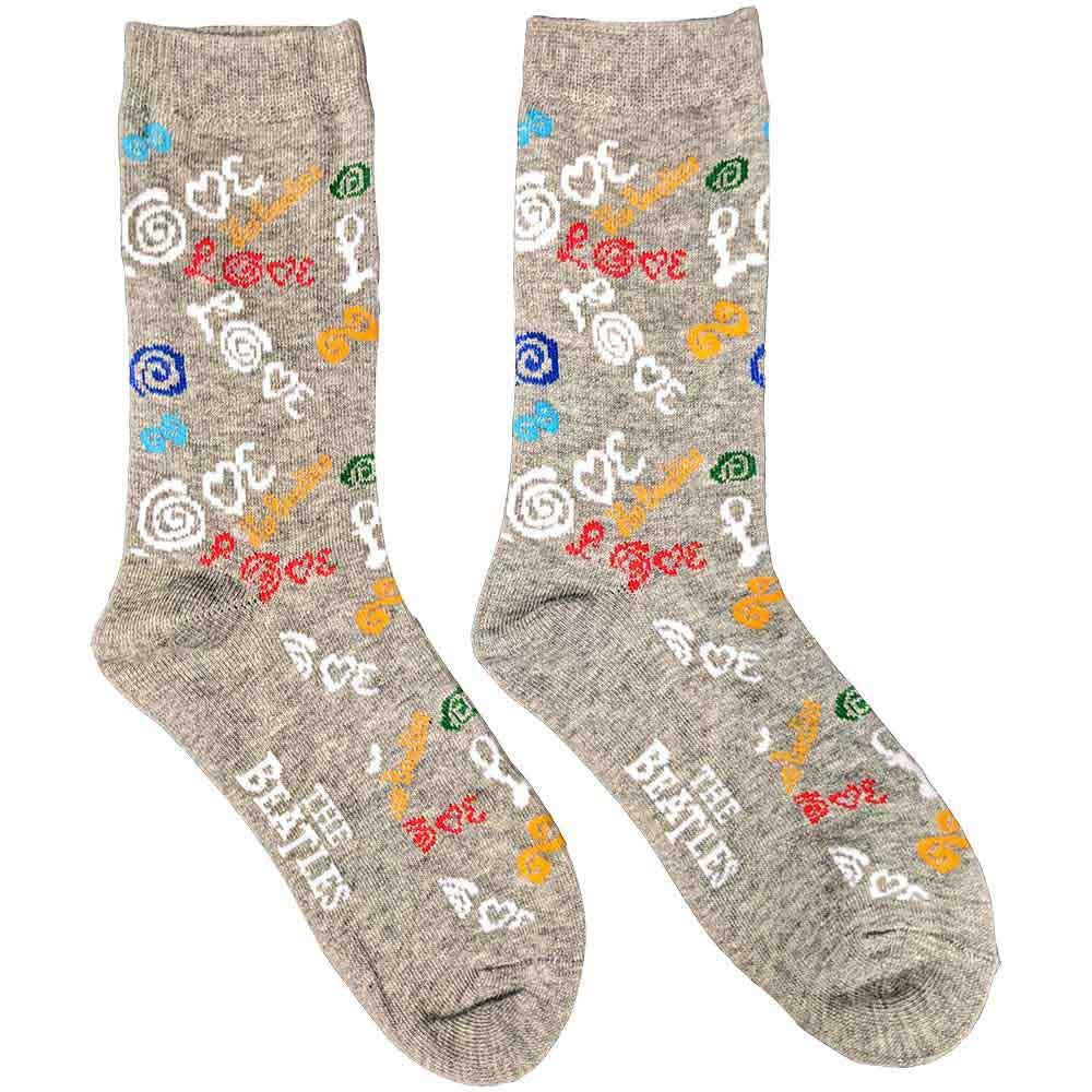 Grey - Front - The Beatles Unisex Adult Love Socks