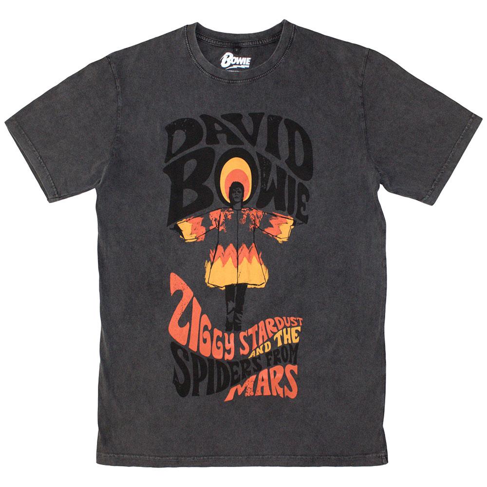Charcoal Grey - Front - David Bowie Unisex Adult Ziggy Stardust Stone Wash T-Shirt