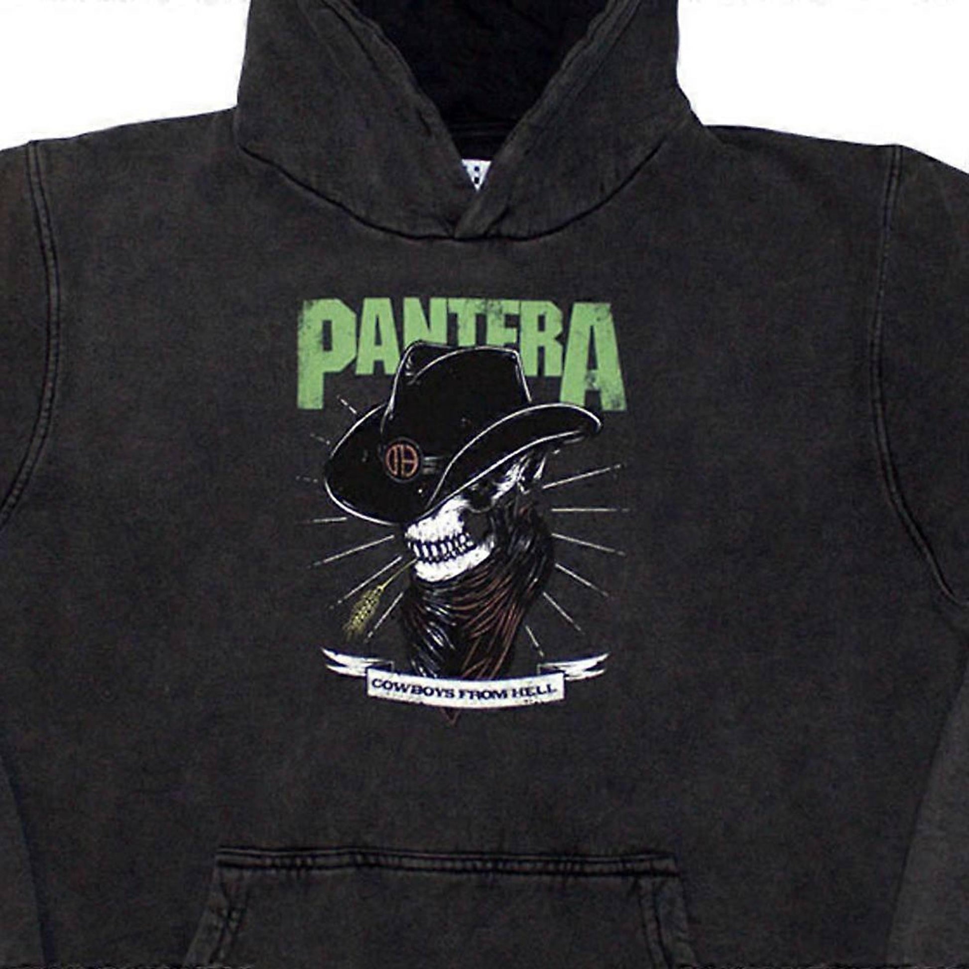 Charcoal Grey - Back - Pantera Unisex Adult Skeleton Cowboy Pull Over Hoodie