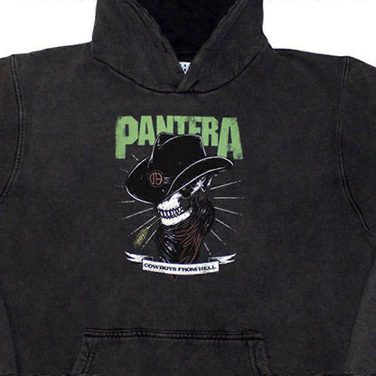 Charcoal Grey - Back - Pantera Unisex Adult Skeleton Cowboy Pull Over Hoodie
