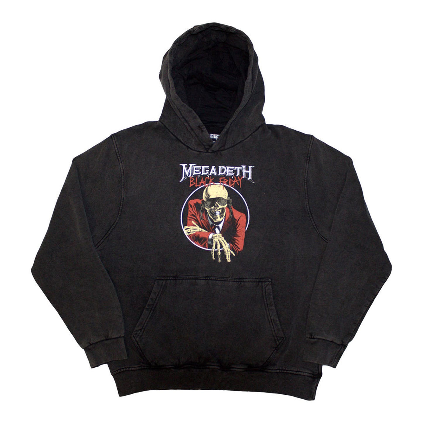 Charcoal Grey - Front - Megadeth Unisex Adult Black Friday Back Print Stone Wash Hoodie