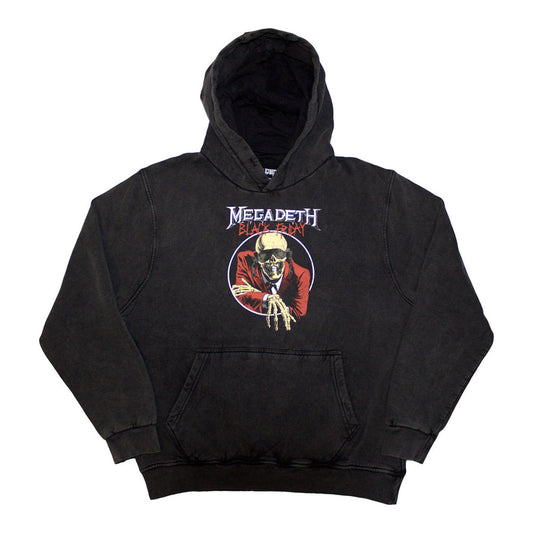 Charcoal Grey - Front - Megadeth Unisex Adult Black Friday Back Print Stone Wash Hoodie