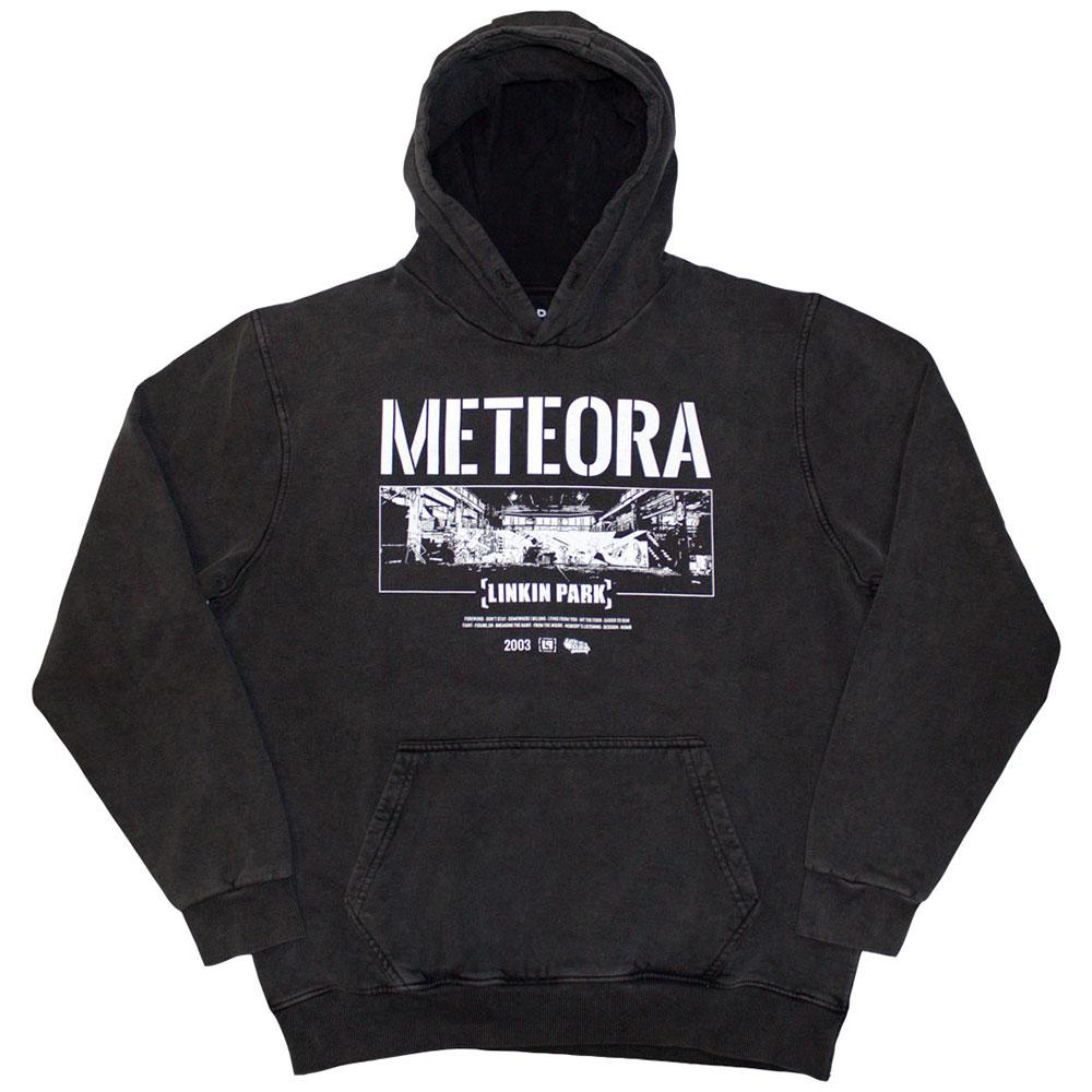 Charcoal Grey - Front - Linkin Park Unisex Adult Meteora Wall Art Stone Wash Pull Over Hoodie