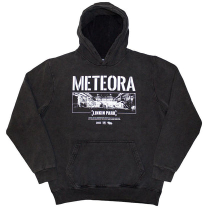 Charcoal Grey - Front - Linkin Park Unisex Adult Meteora Wall Art Stone Wash Pull Over Hoodie