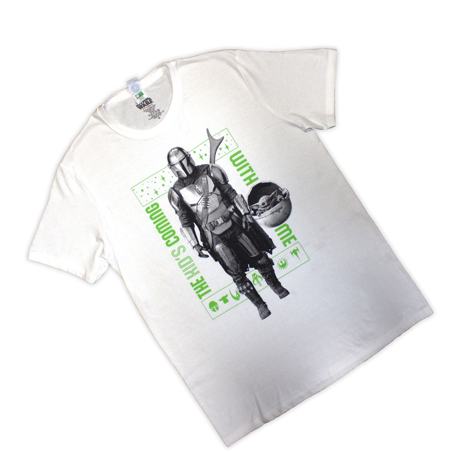 White - Back - Star Wars The Mandalorian Unisex Adult The Kids´s Coming With Me T-Shirt