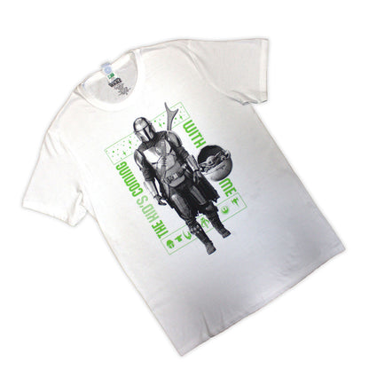 White - Back - Star Wars The Mandalorian Unisex Adult The Kids´s Coming With Me T-Shirt