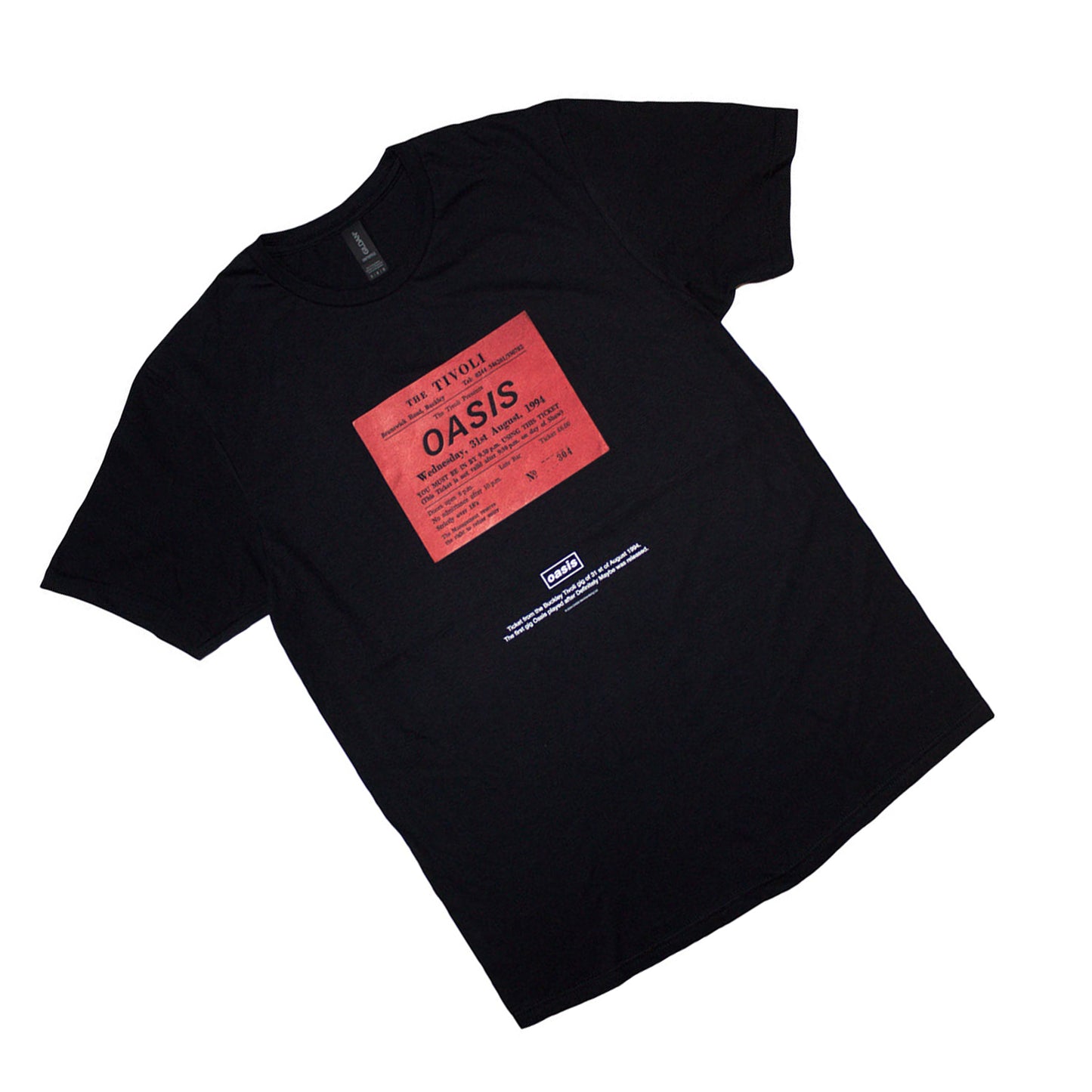 Black - Back - Oasis Unisex Adult Definitely Maybe Ticket Stub T-Shirt
