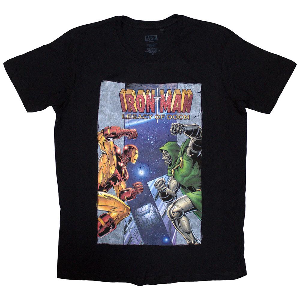 Black - Front - Marvel Comics Unisex Adult Iron Man vs Dr Doom T-Shirt